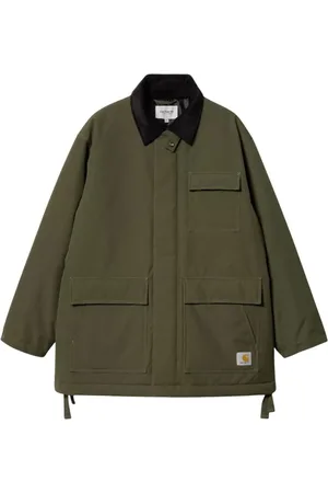 Carhartt Kurtki, Mężczyzna, Zielony, M, Nylon, Nylonowa Kurtka z Kołnierzem Sztruksowym