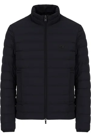 Emporio Armani Kurtki, Mężczyzna, Czarny, S, Nylon, Paddedylon Czarna Kurtka Puffer z Wysokim Kołnierzem