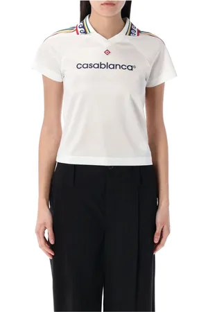 Casablanca Koszulki, Kobieta, Biały, S, Poliester, Koszulka polo Football Baby Tee