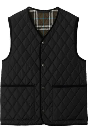 Burberry Kurtki, Mężczyzna, Czarny, L, Bawełna, Bezrękawnik pikowany w romby