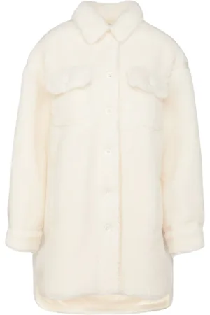 Stand Studio Kurtki, Kobieta, Biały, XS, Wełna, Eco Teddy Oversize Jacket Sabi