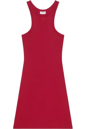 Courrèges Sukienki, Kobieta, Czerwony, XS, Bawełna, Czerwona Sukienka Mini z Dekoltem Racerback