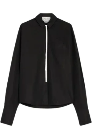 Sportmax Bluzki, Kobieta, Czarny, S, Bawełna, Oversized Koszula z Bawełnianej Popeliny