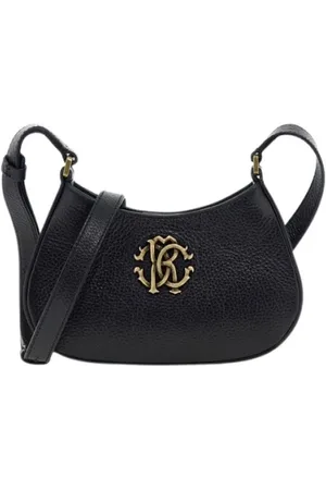 Roberto Cavalli Torebki, Kobieta, Czarny, ONE SIZE, Monogramowa Torba na Ramię Czarna Kobieta Włochy
