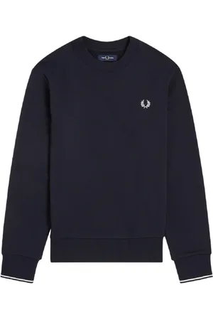 Fred Perry Bluzy, Mężczyzna, Niebieski, L, Bawełna, Bluza Crew-neck