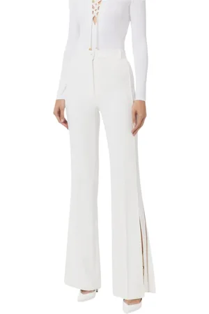 Elisabetta Franchi Spodnie, Kobieta, Biały, 2XS, Szerokie spodnie