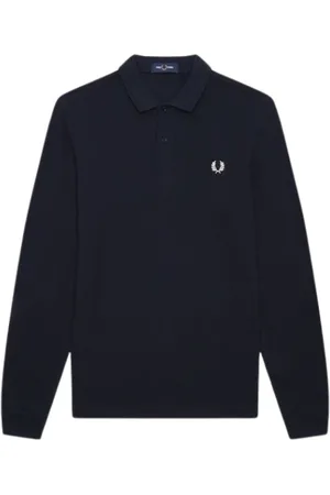 Fred Perry Koszulki, Mężczyzna, Niebieski, S, Bawełna, Koszulka Polo z Długim Rękawem