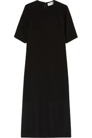 Sportmax Sukienki, Kobieta, Czarny, S, Szyfon, Sukienka w stylu T-shirtu
