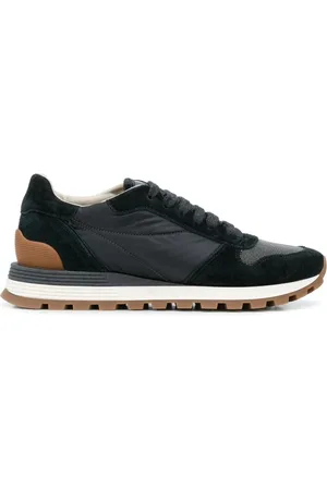Brunello Cucinelli Buty, Kobieta, Czarny, 39 EU, Skóra, Czarne skórzane sneakersy