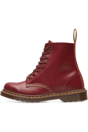 Dr. Martens Buty, Mężczyzna, Czerwony, 41 EU, Skóra, Ręcznie Robione Buty Vintage 1460 ze Skóry Quilon