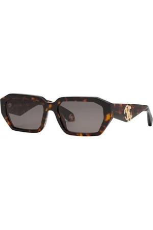 Roberto Cavalli Akcesoria, Kobieta, brązowy, ONE SIZE, Prostokątne okulary przeciwsłoneczne Fang Front