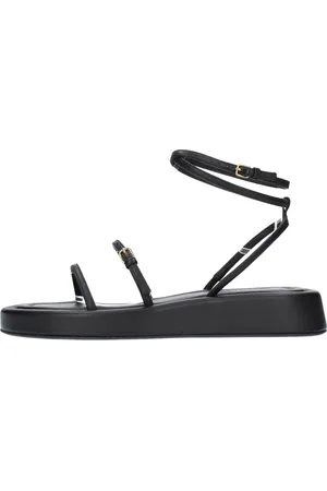 Sportmax Buty, Kobieta, Czarny, 37 EU, Skóra, Płaskie skórzane sandały