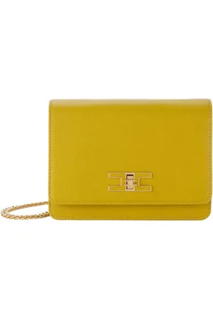 Elisabetta Franchi Torebki, Kobieta, Żółty, ONE SIZE, Torebka na ramię z pozłacanym łańcuszkiem