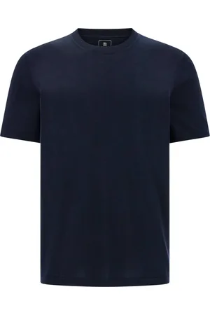 Boggi Milano Swetry, Mężczyzna, Niebieski, M, Wełna, Dzianinowy T-shirt z Wełny Merino