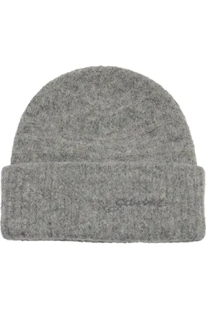 Ganni Akcesoria, Kobieta, Szary, ONE SIZE, Wełna, Stylowa Czapka Beanie