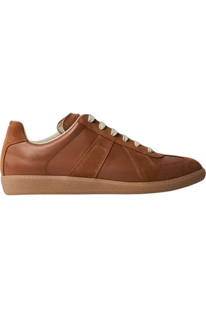 Maison Margiela Buty, Mężczyzna, Pomarańczowy, 41 EU, Zamsz, Włoskie skórzane sneakersy z zamszowymi panelami