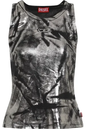 Diesel Koszulki, Kobieta, Czarny, S, Elegancka Czarna Bluzka