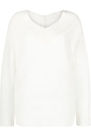 FORTE FORTE Swetry, Kobieta, Beżowy, L, Nylon, Elegancki sweter z dekoltem w serek z moheru