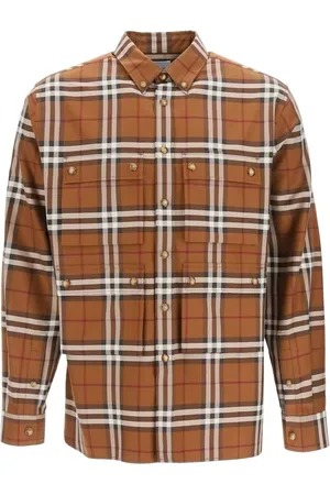 Burberry Koszule, Mężczyzna, brązowy, S, Bawełna, Koszula Casual