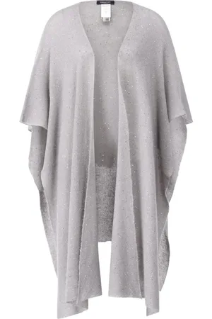 Fabiana Filippi Kurtki, Kobieta, Szary, ONE SIZE, Cekiny, Dzianinowe Poncho z Cekinami