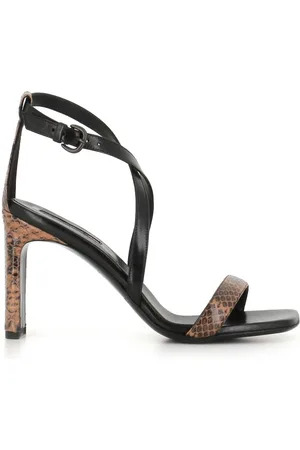 SARTORE Buty, Kobieta, Czarny, 39 EU, Czarne skórzane sandały z klamrą