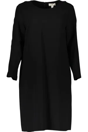 GANT Sukienki, Kobieta, Czarny, L, Elegancka Czarna Sukienka z Długim Rękawem