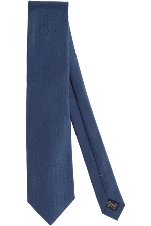 Ermenegildo Zegna Akcesoria, Mężczyzna, Niebieski, ONE SIZE, Jedwabny krawat z wzorem logo