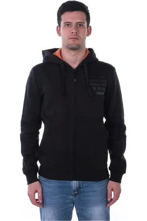 EA7 Bluzy, Mężczyzna, Czarny, XL, Bawełna, Bluza rozpinana