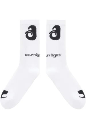 Courrèges Bielizna, Kobieta, Biały, S, Bawełna, Bawełniane skarpety z logo