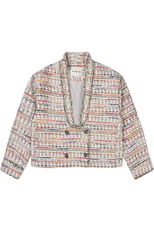 Munthe Kurtki, Kobieta, Wielobarwność, XS, Elegancka kurtka bouclé z długim kołnierzem