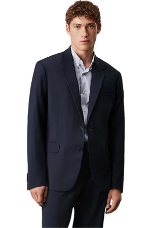 Calvin Klein Garnitury, Mężczyzna, Niebieski, 2XL, Wełna, Niebieski Slim Fit Blezer z mieszanki wełny