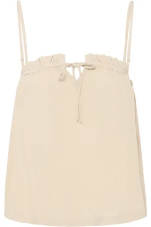 Ichi Koszulki, Kobieta, Beżowy, M, Bluzka z falbanką Oxford Tan