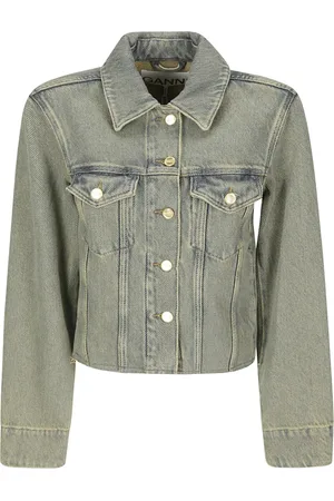 Ganni Kurtki, Kobieta, brązowy, L, Bawełna, Kurtka jeansowa Overdyed Heavy