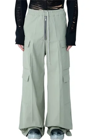 Rick Owens Spodnie, Mężczyzna, Zielony, XL, Spodnie Cargo z Bawełny Stretch