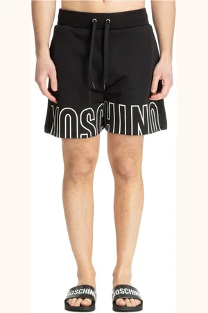 Moschino Szorty, Mężczyzna, Czarny, M, Spodenki z Wzorem i Logo na Sznurku