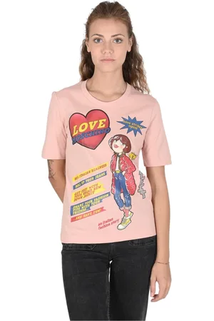 Moschino Koszulki, Kobieta, Różowy, XS, Bawełna, Bawełniana koszulka T-shirt