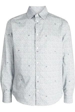 Maison Kitsuné Koszule, Mężczyzna, Niebieski, XL, Bawełna, Koszula bawełniana z nadrukiem graficznym