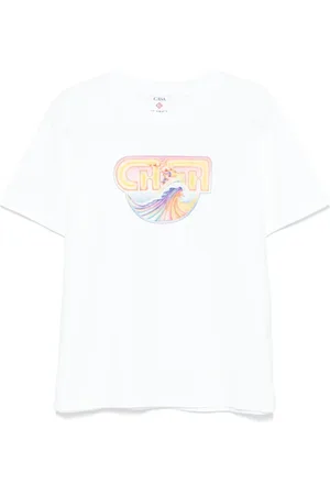 Casablanca Koszulki, Mężczyzna, Biały, XL, Bawełna, Koszulka T-shirt z motywem surfingu
