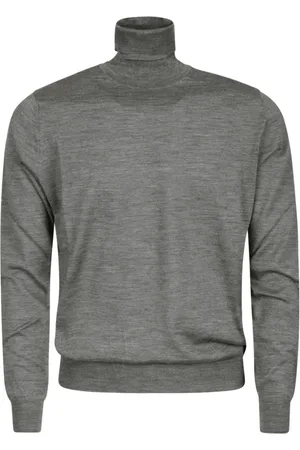 hindustrie Swetry, Mężczyzna, Szary, 3XL, Len, Szara Sweter Turtleneck z Wełny Merino