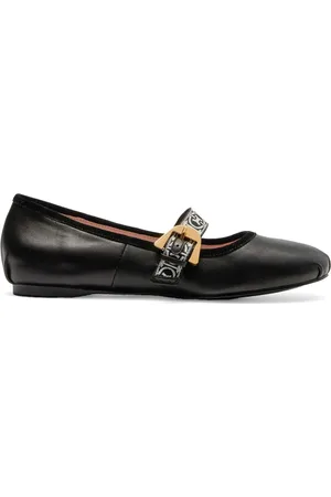 Coccinelle Buty, Kobieta, Czarny, 37 EU, Skóra, Baleriny Beatriz z monogramową wstążką