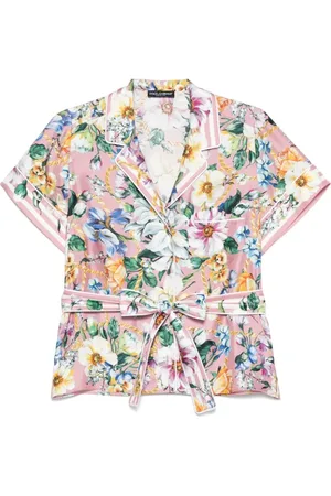 Dolce & Gabbana Bluzki, Kobieta, Wielobarwność, M, Różowa Koszula z Paskiem w Talii
