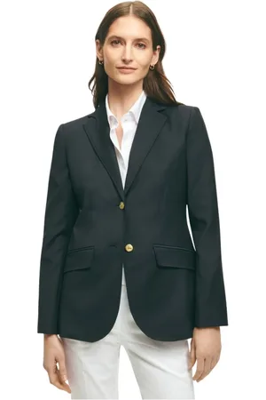Brooks Brothers Kurtki, Kobieta, Niebieski, 3XS, Wełna, Wełniana marynarka z guzikami w kolorze złotym