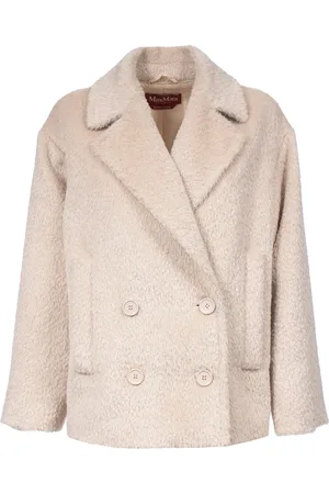 Max Mara Kurtki, Kobieta, Beżowy, S, Wełna, Płaszcz dwurzędowy z alpaki