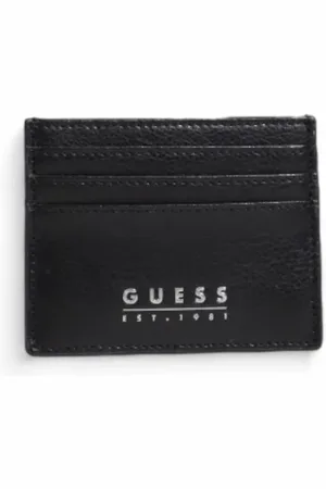 Guess Akcesoria, Mężczyzna, Czarny, ONE SIZE, Skóra, Czarny skórzany portfel z wewnętrznymi kieszeniami