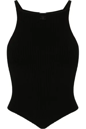 Courrèges Koszulki, Kobieta, Czarny, L, Poliester, Pointy Top