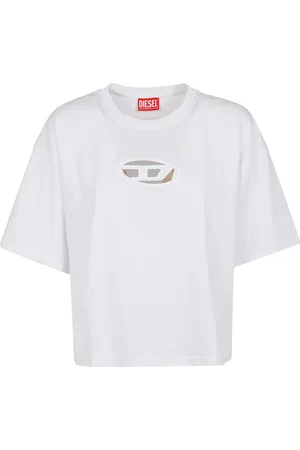 Diesel Koszulki, Kobieta, Biały, S, Bawełna, T-Buxt-Crop-OD T-Shirt