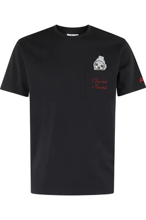 MC2 SAINT BARTH Koszulki, Mężczyzna, Czarny, M, Koszulka z Kieszenią Czarna Krótki Rękaw Panda
