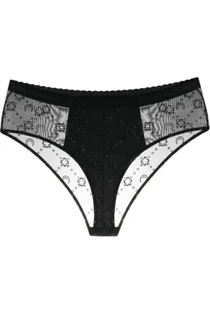Marine Serre Bielizna, Kobieta, Czarny, L, Logo Mesh Brief