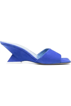The Attico Buty, Kobieta, Niebieski, 37 EU, Skóra, Klapki na obcasie
