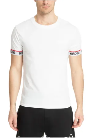 Moschino Koszulki, Mężczyzna, Biały, M, Gładki Logo Podkoszulek